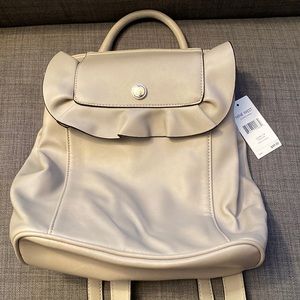 NINE WEST: Grey Leather Backpack
